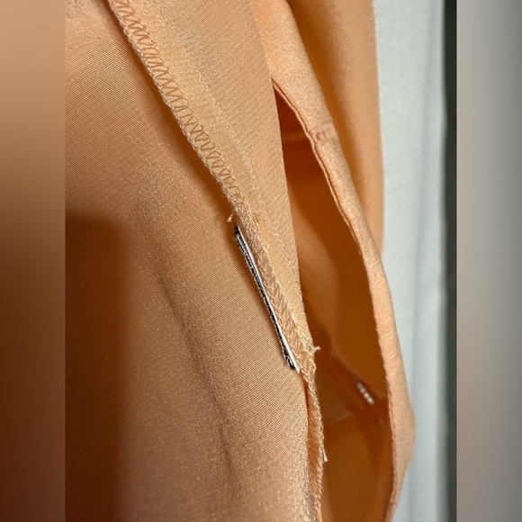 Madewell Pleated Ruffle Peach Silk Sleeveless Blouse - Picture 8 of 9